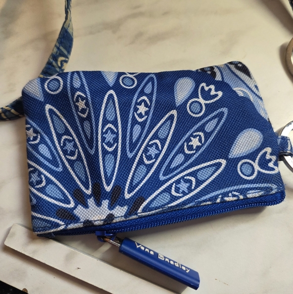 Blue Patterned Wristlet with Keychain - Picture 2 of 4